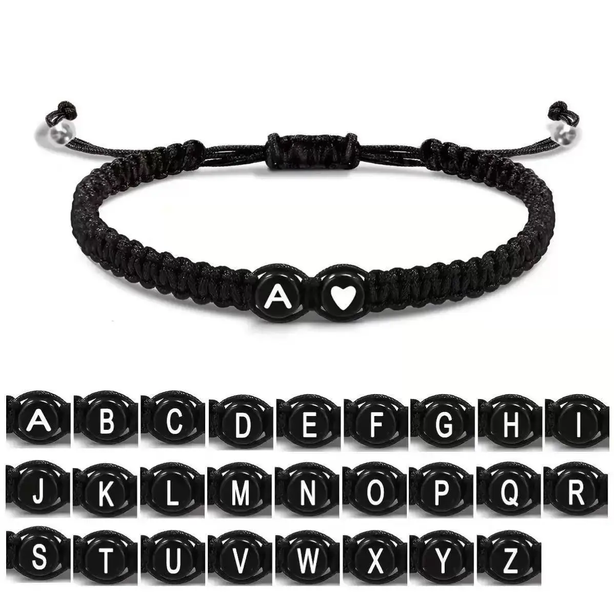 26 Letters Initial Heart Bracelets Handmade Adjustable A-Z Name Braided Bracelets For Women Men Friendship Jewelry Gifts - Image 2