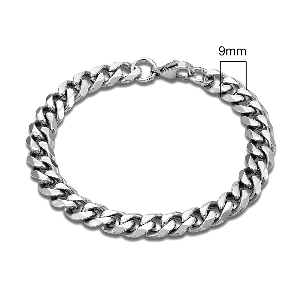 MKENDN 3-11mm Locomotive Men Punk Rock Stainless Steel Curb Cuban Link Chain Silver Color Bracelet For Women Biker Jewelry - Image 5