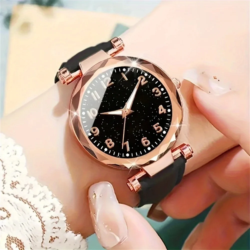 5pcs Set Womens Watches Set Ladies Fashion Watch Black Female New Simple Casual Womens Analog WristWatch Bracelet Gift No Box - Image 3