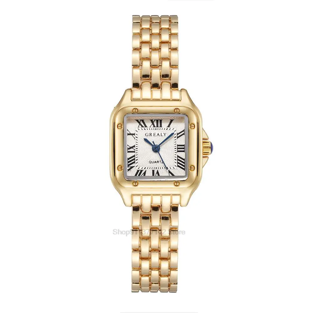 2025 Luxury Women's Fashion Square Watches Gold Alloy Strap Ladies Quartz Wristwatches Qualities Female Roman Scale Clock - Image 6