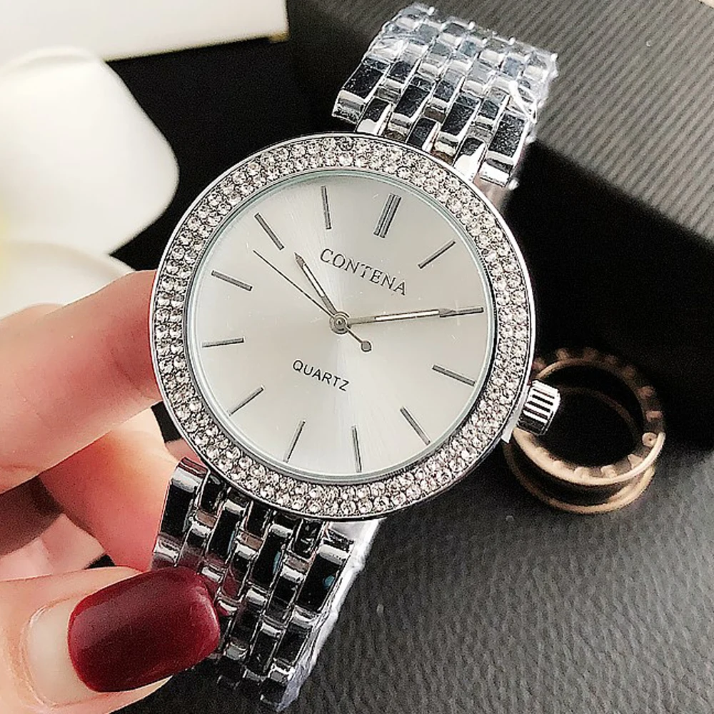 Women's Watches Luxury Stainless Steel Rhinestone Women Quartz Wristwatches Fashion Top Brand Ladies Bracelet zegarek damski - Image 3