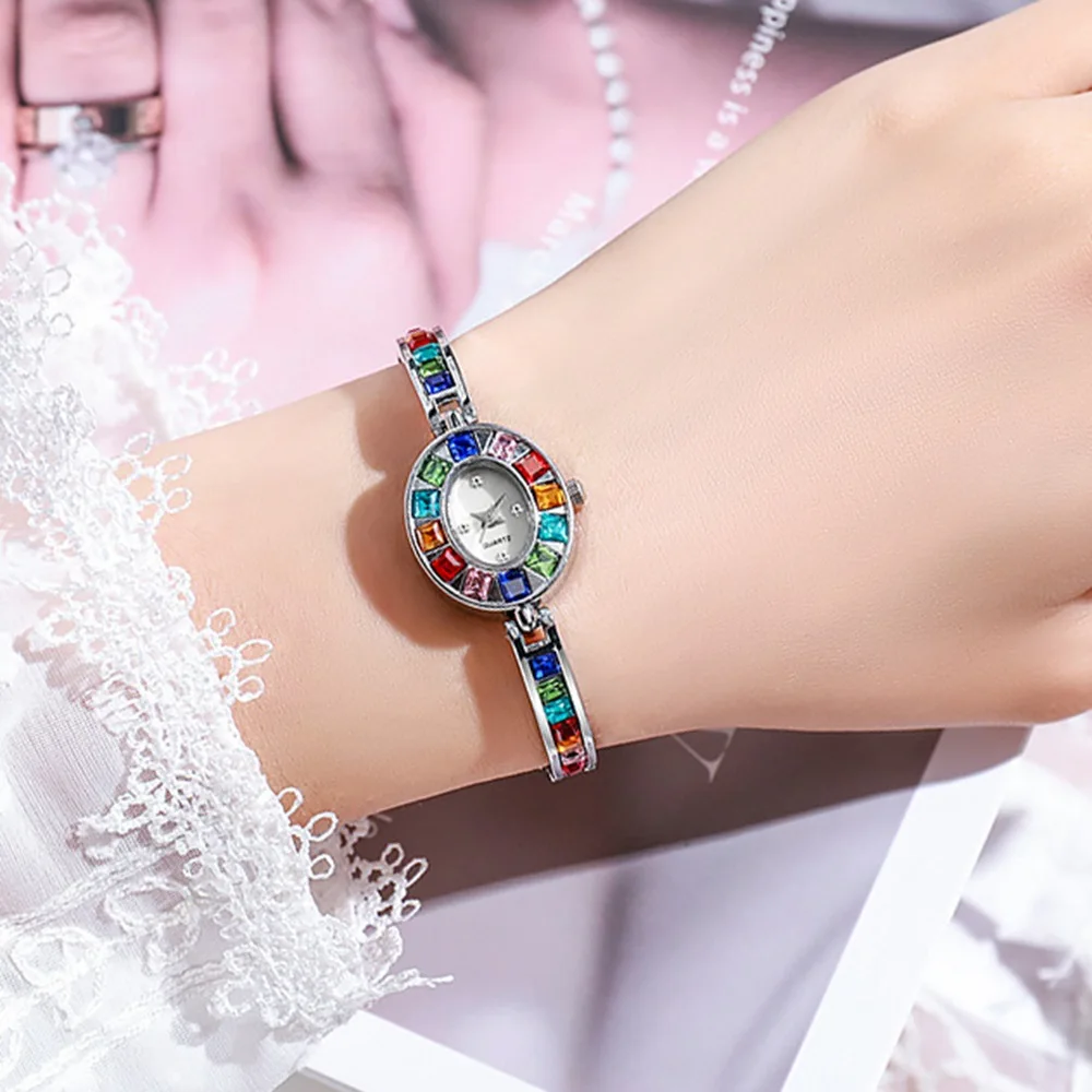 Fashion Rhinestone Women Watch Square Dial Ladies Quartz Watches Bracelet Band Wristwatches - Image 3