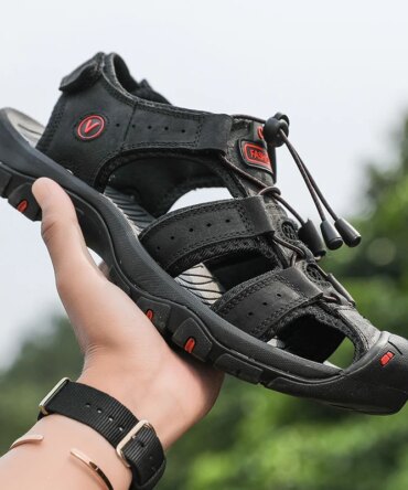 Summer Men Sandals Leather Mens Casual Shoes Breathable Outdoor Sandals for Men Beach Shoes Slippers Fashion Roman Shoes