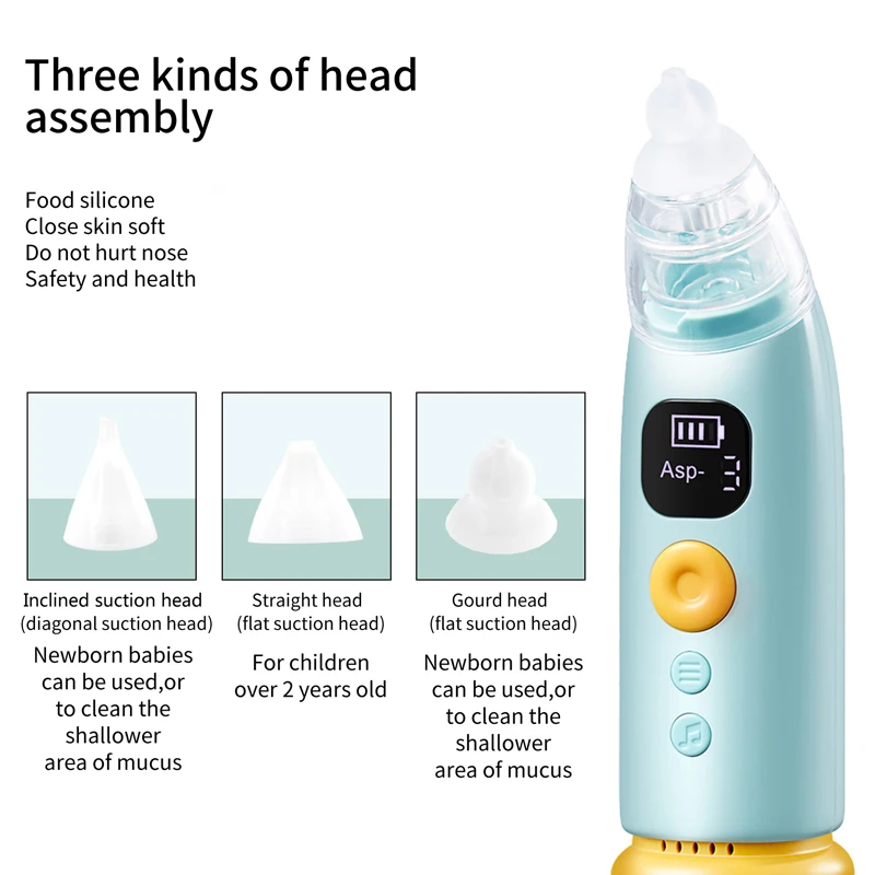 Electric Baby Nose Vacuum Cleaner Adjustable Infant Nasal Aspirator Rechargeable with 3 Silicone Nozzles for Newborns Toddlers - Image 6