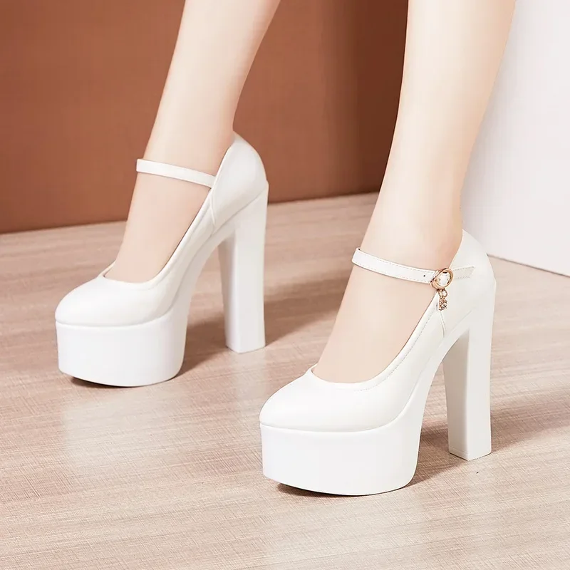 15cm Small Size 32-43 Extreme Block High Heels Shoes for Dress Model Party Wedding 2025 Shallow Thick Bottom Platform Pumps - Image 6