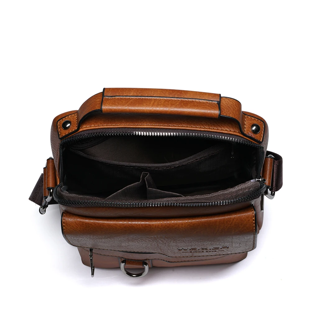 Men's Genuine Leather Crossbody Shoulder Bags Vintage PU Men Handbag Tote Casual Business Man Messenger Bag Leather Fanny Pack - Image 5