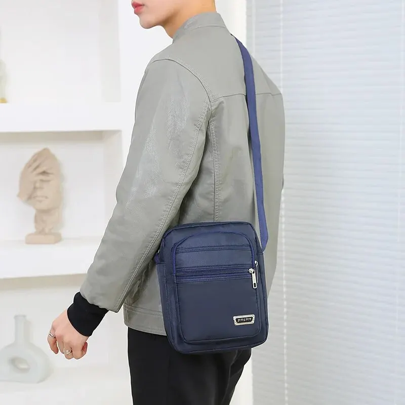 Men's Shoulder Bag Business Leisure Large Capacity Portable Handbag Multi Layer Waterproof Summer Male's Crossbody Bags - Image 3
