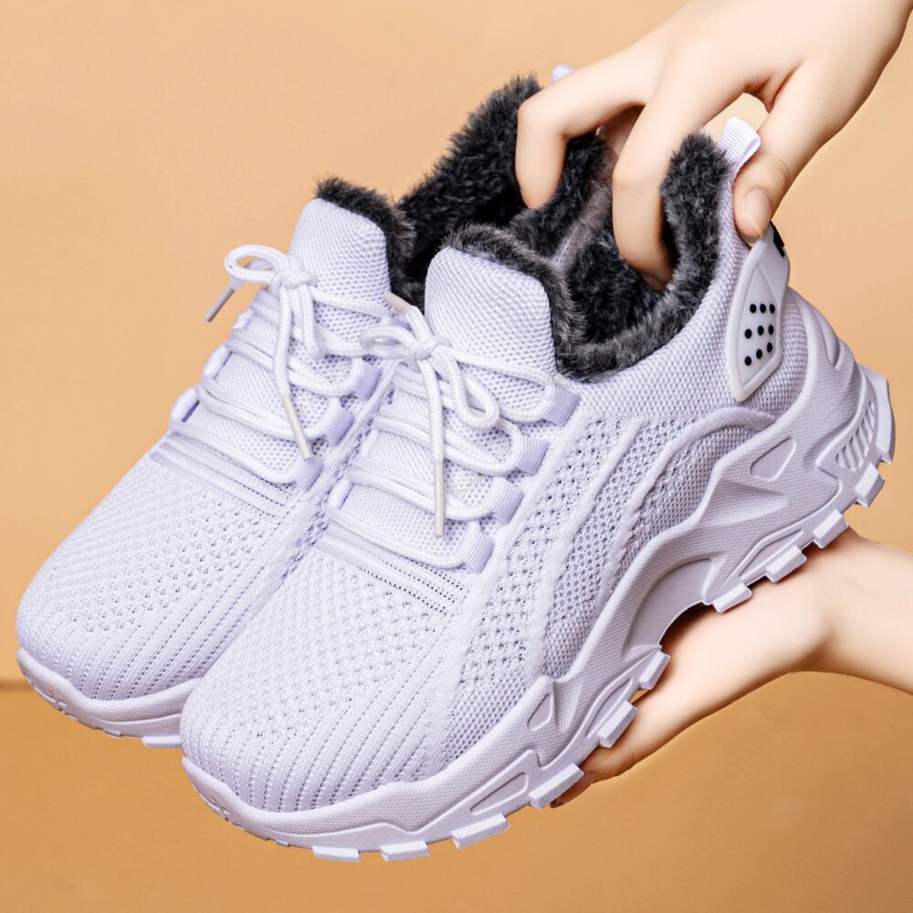 New Autumn and Winter Fleece-Lined Sneakers, Breathable Classic Retro Dad Shoes, Suitable for Winter Daily Travel and Sports, Casual and Versatile