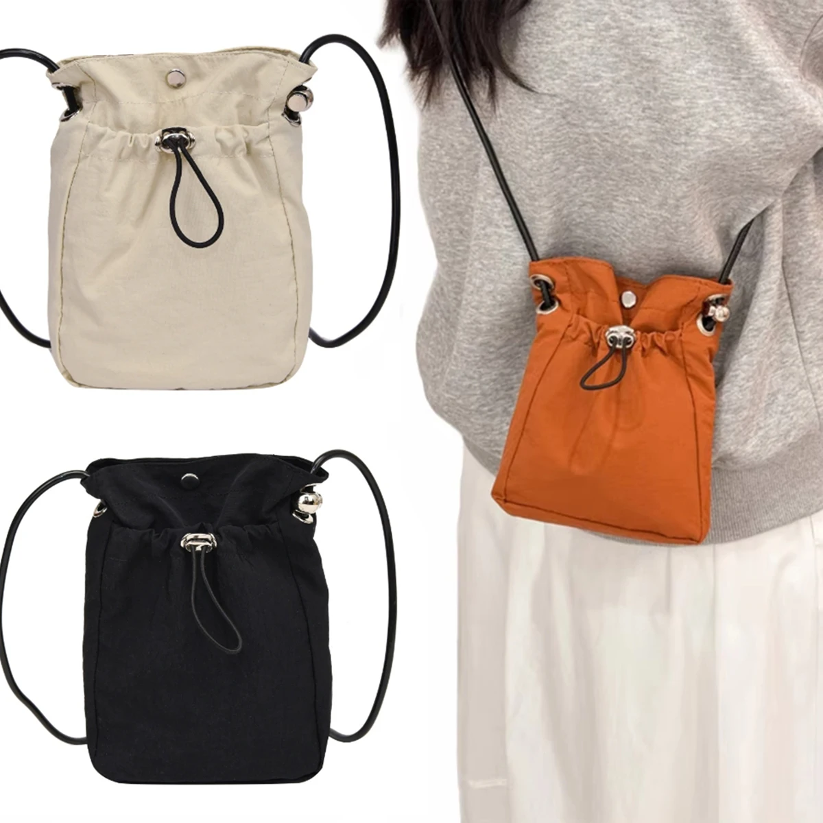 Nylon Crossbody Bag Soft Mini Phone Wallet Multifunctional Square Shoulder Bag Crossbody Purse Canvas Purse Messenger Bag