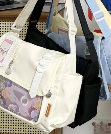 Y2K Japanese Harajuku School Bags for Teenage Girls New 2024 Transparent Itabag Crossbody Bag DIY Badges Display Plate Ita Bag