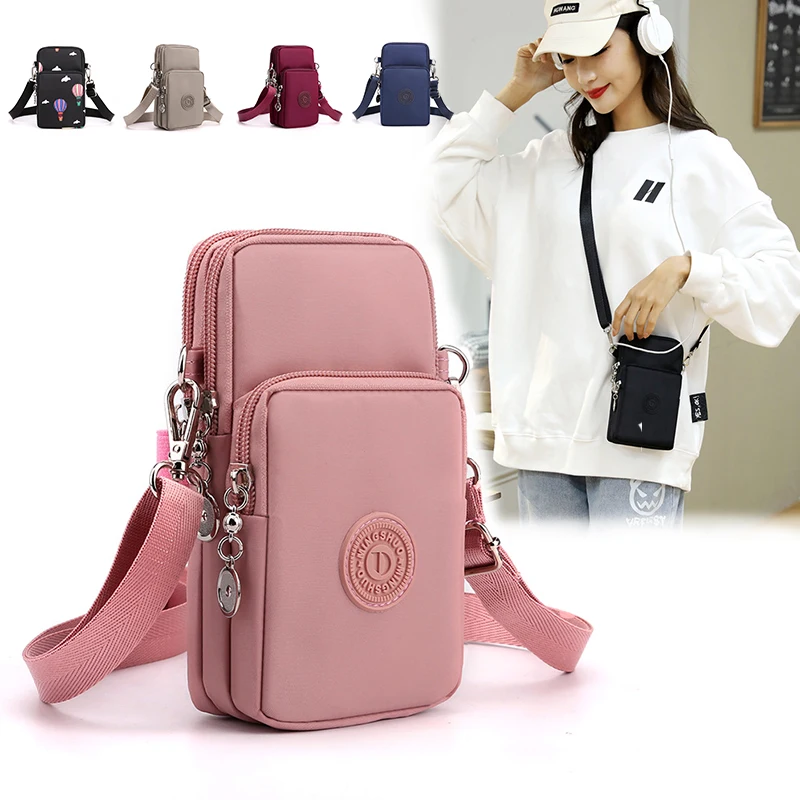 New Women Mobile Phone Bag Nylon Cell Phone Bag Coin Purse Strap Shoulder Bag Small Crossbody Bags for Women Wallet Travel Purse