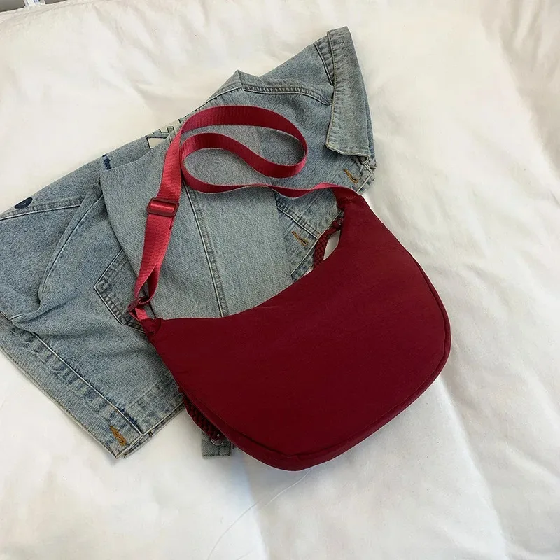 Solid color trendy shoulder bag, personalized multifunctional canvas bag, daily minimalist dumpling bag - Image 3