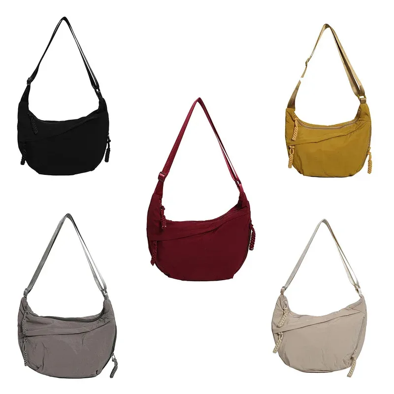 Solid color trendy shoulder bag, personalized multifunctional canvas bag, daily minimalist dumpling bag - Image 5