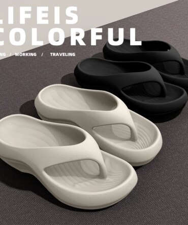 Women's EVA Thick-Heeled Sandals Anti-Slip Odor-Resistant Outdoor Wearable Flip Flops Comfortable Summer Slippers