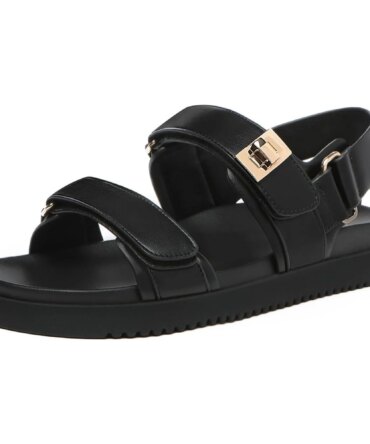 Women's Flat Sandals Comfort Adjustable Double Strap Slip on Leather Footbed Sandals shoes for women