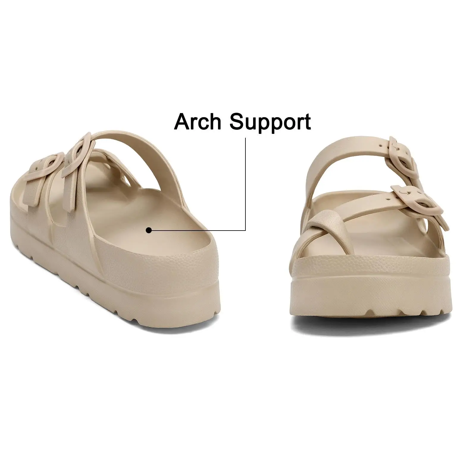 KIDMI New Womens Platform Sandals Light Comfort Beach Sandals Fashion Arch Support Cushion Slides Soft Light EVA Flat Sandals - Image 2