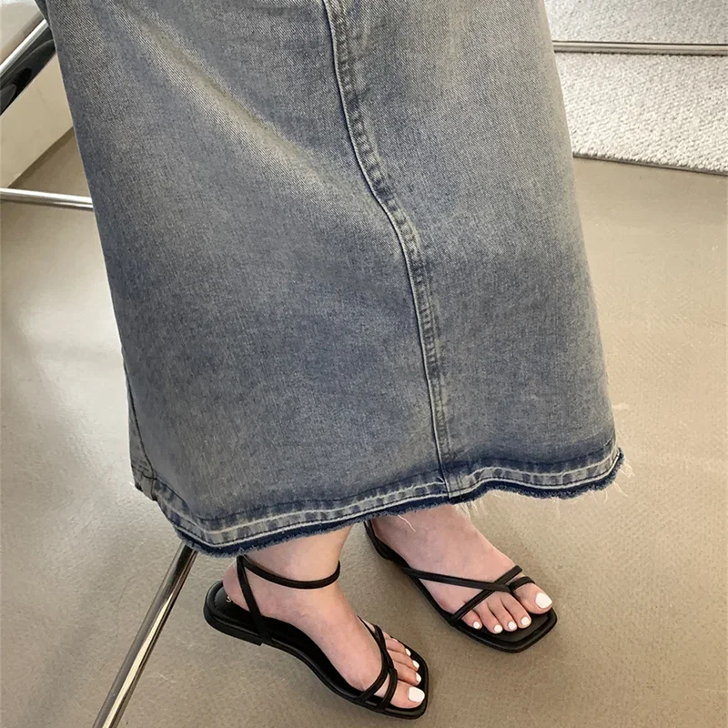 Summer Gladiator Women Sandals Fashion Elegant Narrow Band Clip Toe Shoes Ladies Comfort Flats Beach Sandalias - Image 3