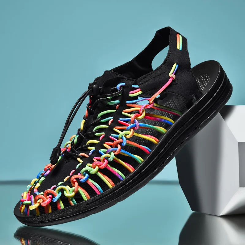 Summer Men Sandals Women Slippers Weaving Design Beach Sandals Breathable Casual Flat Sandals Outdoor Couples Sandals Size 48 - Image 3