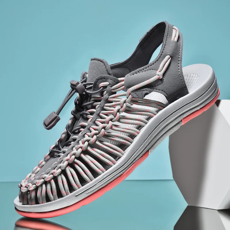 Summer Men Sandals Women Slippers Weaving Design Beach Sandals Breathable Casual Flat Sandals Outdoor Couples Sandals Size 48 - Image 4