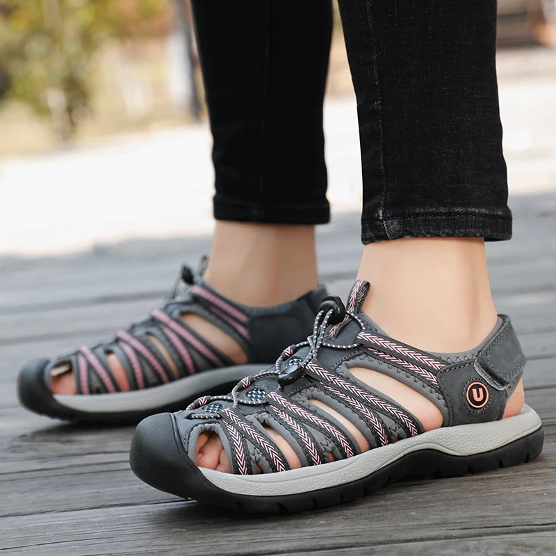 Summer Genuine Leather Women's Sandals Comfortable Sandals 2025 New Designer Sneakers Lightweight Outdoor Women Beach Sandals - Image 5