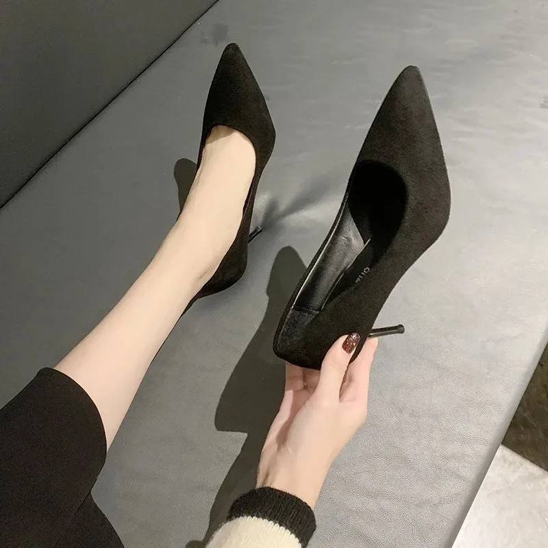 Spring and Autumn New Black High Heels Female Shallow Mouth Pointed Thin with Temperament Single Shoes Zapatos De Mujer - Image 4
