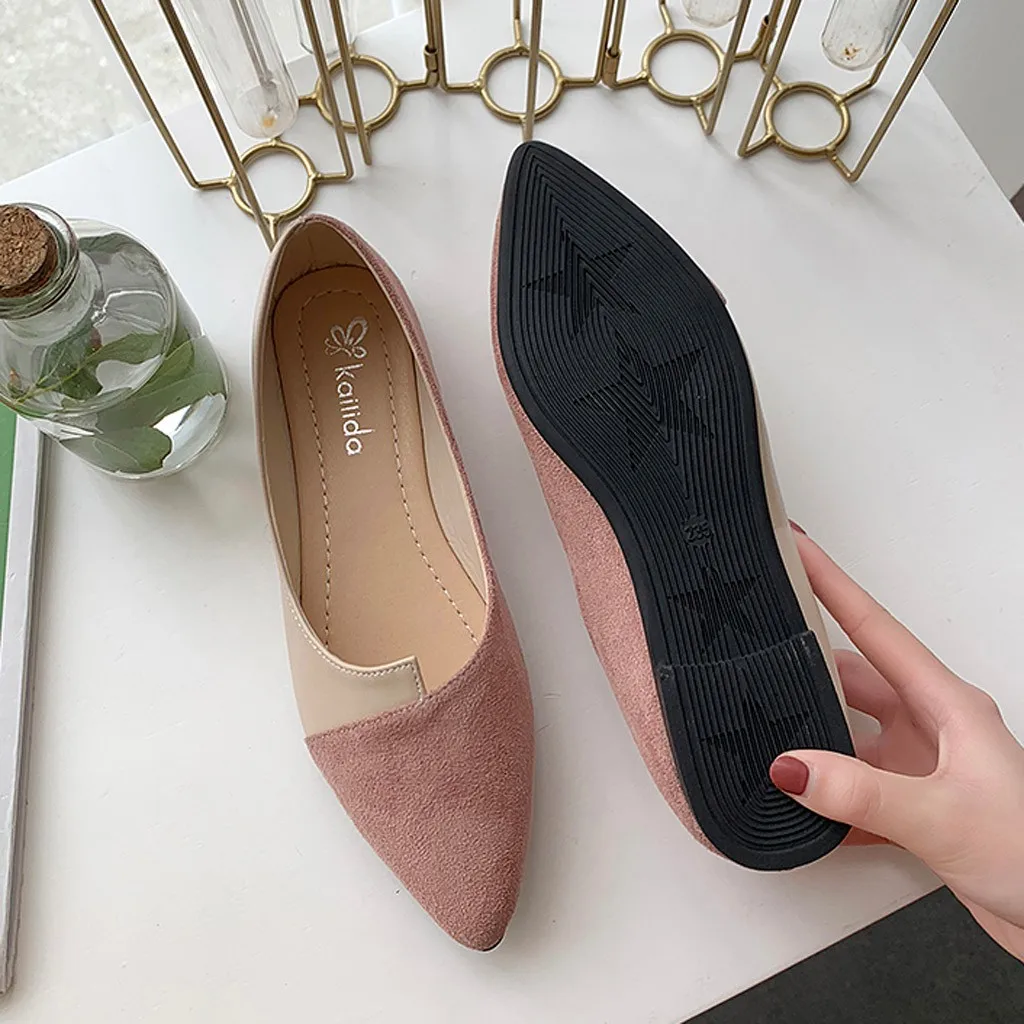 Pointed Toe Flat Shoes Women Solid Patchwork Slip On Shoes Casual Breathable Ballet Flats Daily All-Match Comfort Loafers Shoes - Image 4