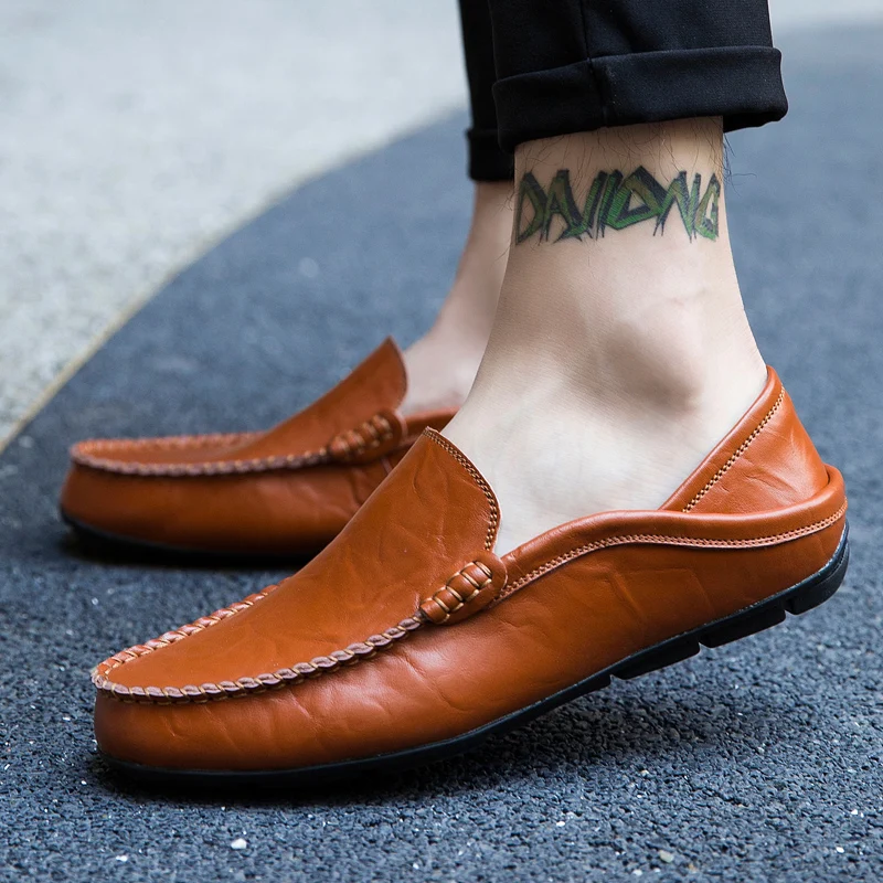 Men Shoes Casual Genuine Leather Mens Loafers Moccasins Designer Slip on Boat Shoes High Quality Chaussure Homme Plus Size 37-47 - Image 6
