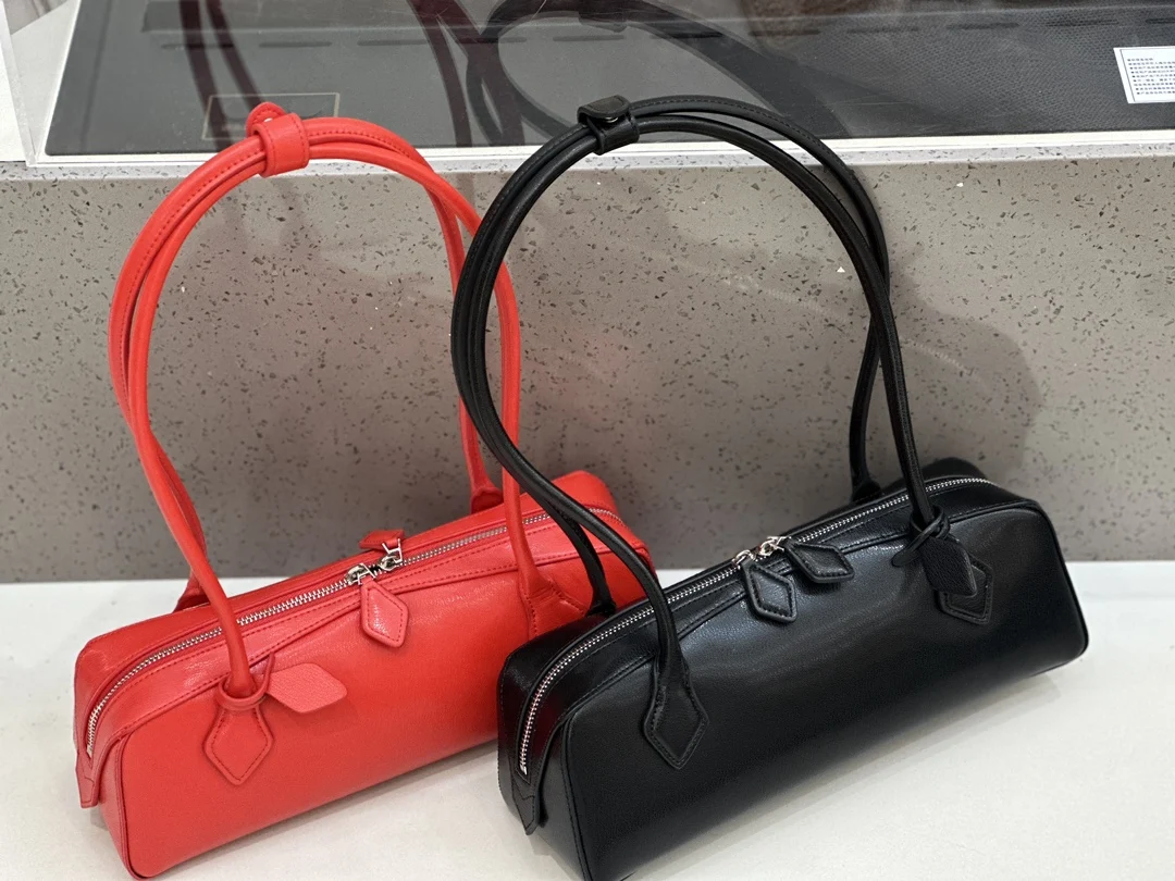 Women's bag Handbag Cowhide Suede Underarm Bag long Red Baguette Shoulder Light Luxury High Quality Niche Design Luxury New In - Image 6