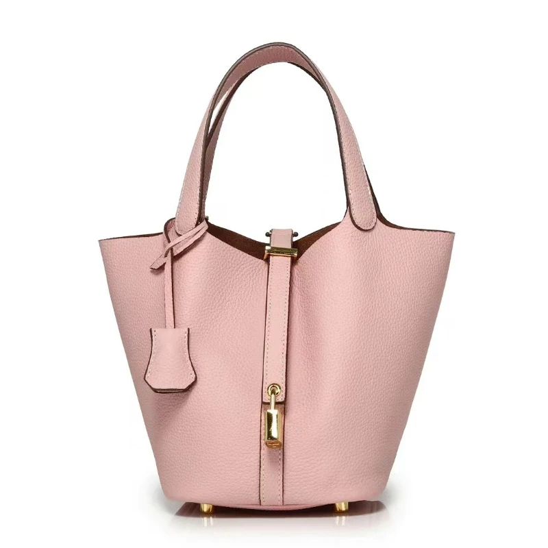 New Leather Luxury Handbag, High-end Soft Leather Bucket Bag, Cowhide Portable Gift Bag, Commuting Versatile Women's Bag - Image 5