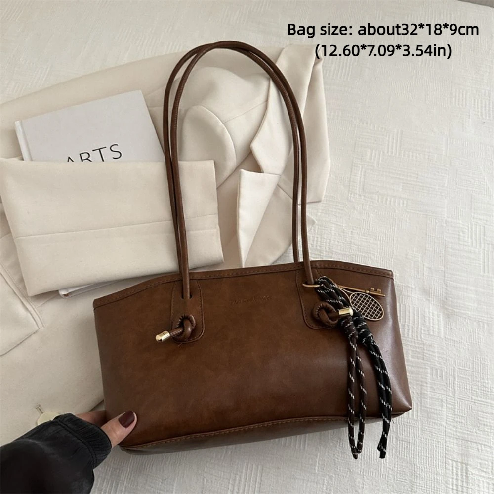 Y2K Trend PU Leather Work Shoulder Bag Large Capacity Simple Female Crossbody Bag Solid Color Commuting Bag Women Female - Image 5