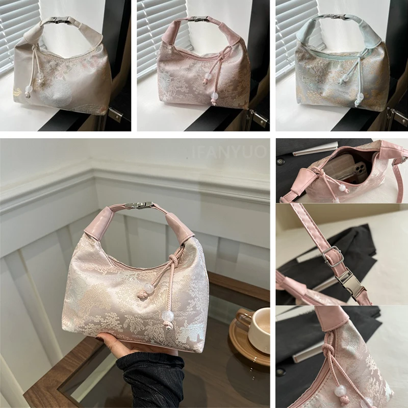 New Chinese Style Fine Embroidery Ladies Handbags 2025 Summer Fashion Shoulder Bag Crossbody Daily Party Tote Handbag for Women