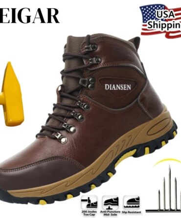 Waterproof Leather Indestructible Men Work Safety Boots Outdoor Military Boots Anti-smash Anti-puncture Industrial Shoes Male