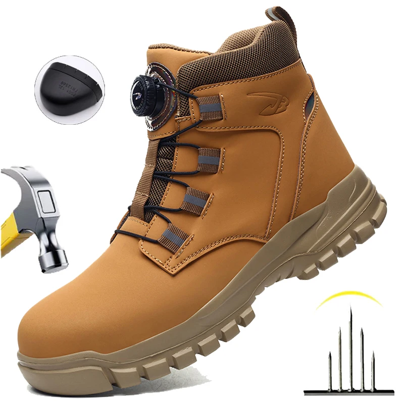 Steel Toe Safety Boots Men Waterproof Work Boots Anti-smash Anti-Puncture Safety Shoes Indestructible Shoes Botas Para Hombre