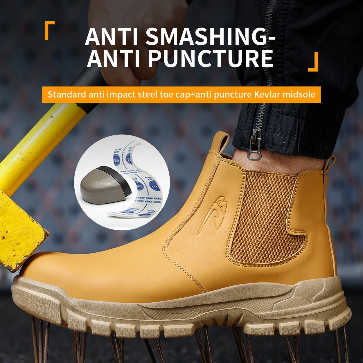 Waterproof Men's Safety Work Boots Steel Toe Shoes Anti Impact And Anti-Puncture Outdoor Adventure Hiking Tactical Boots