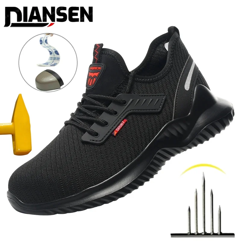 Lightweight Safety Shoes Men Steel Toe Sneakers Puncture Proof Breathable Safety Boots Man Dangerous Construction Work Foorwear