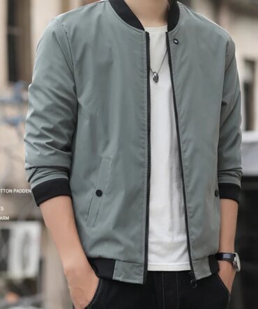 Men's casual trend fashion Windproof outdoor sports zipper solid color long sleeve cold warm aviator coat jacket