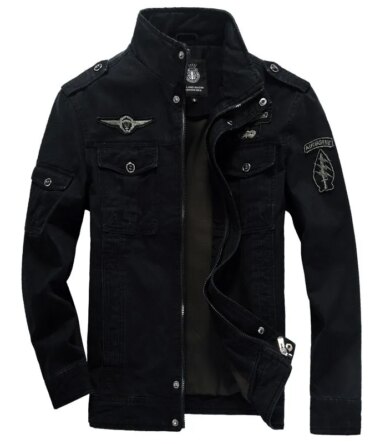High-quality men's military jacket 2023 new multi-pocket collar embroidered sleeve pilot tooling plus size cotton jacket men