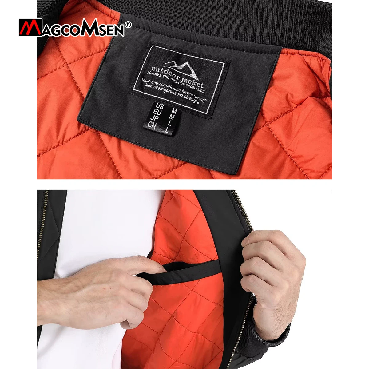 MAGCOMSEN Bomber Jacket Men Warm Zip Up Winter Padded Coat Casual Baseball Jackets Pilot Windbreaker Varsity Jackets - Image 6