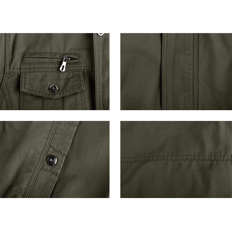 MAGCOMSEN Men's Bomber Pilot Jacket Autumn Standing Collar Windproof Jacket with Multiple Pockets - Image 5