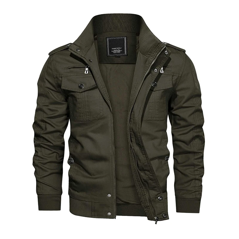 MAGCOMSEN Men's Bomber Pilot Jacket Autumn Standing Collar Windproof Jacket with Multiple Pockets - Image 3