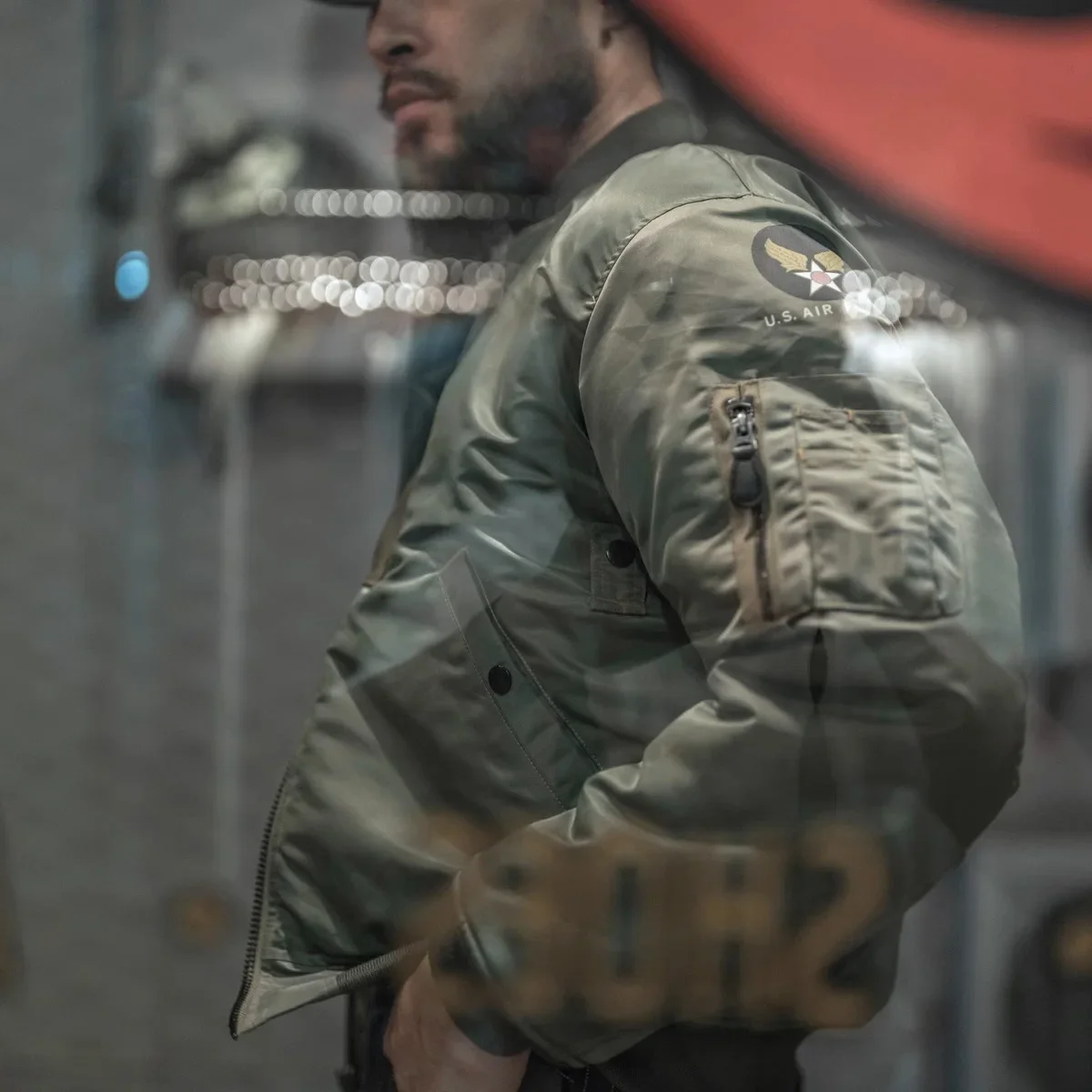 Bronson MA-1 Bomber Flight Jacket Fall Winter Men's Military Coat Water Resistant - Image 4