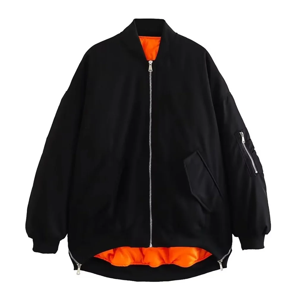 Autumn/Winter New Women's Casual Loose Fit Cotton Clipped Pilot Jacket Baseball Suit Long Sleeve Collar Coat