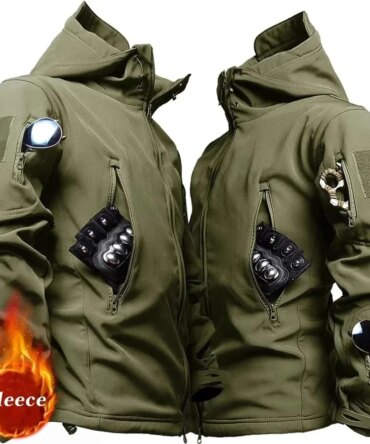 Men's Hooded Casual Military Outdoor Utility Jacket Fashion Sharkskin Soft-Shell Tactical Waterproof Combat Bomber Jacket