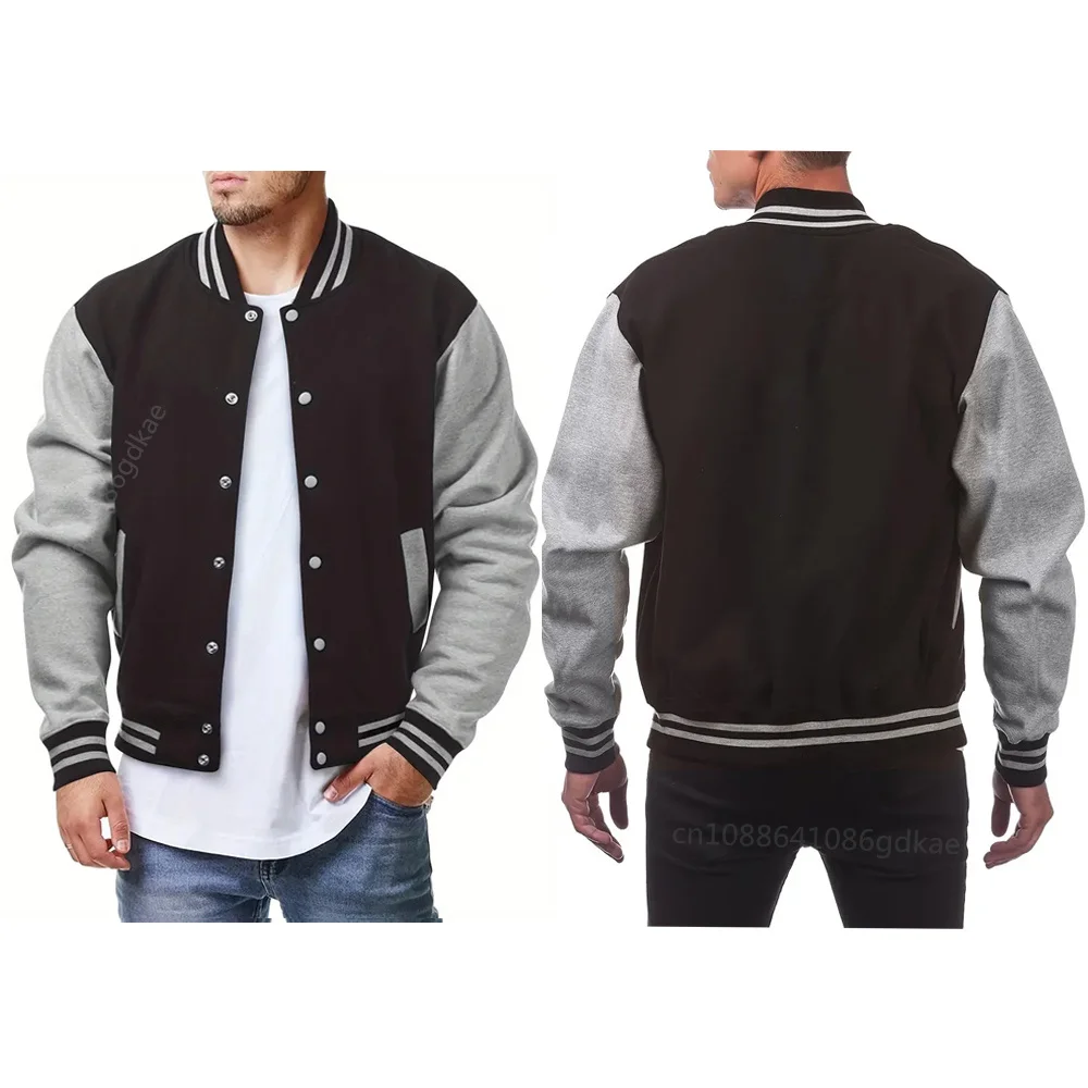 2024 Baseball Jackets Coat Autumn Solid Casual Regular Rib Sleeves Wool Unisex Vintage Baseball Varsity Baseball Jackets Men