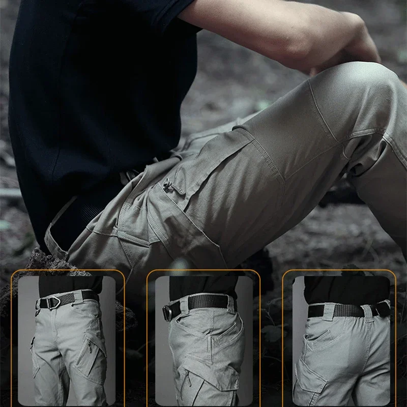 Men Cargo Pants Trousers Multi-pocket Waterproof Wear-resistant Casual Training Overalls Clothing Comfortable Breathable - Image 3