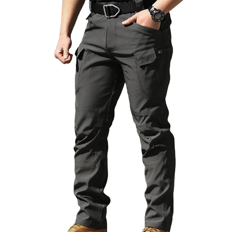 Men Fashion Cargo Pants Solid Color Multi-Pockets Waterproof Trousers Fall Casual Jogger Pants Sweatpants - Image 3