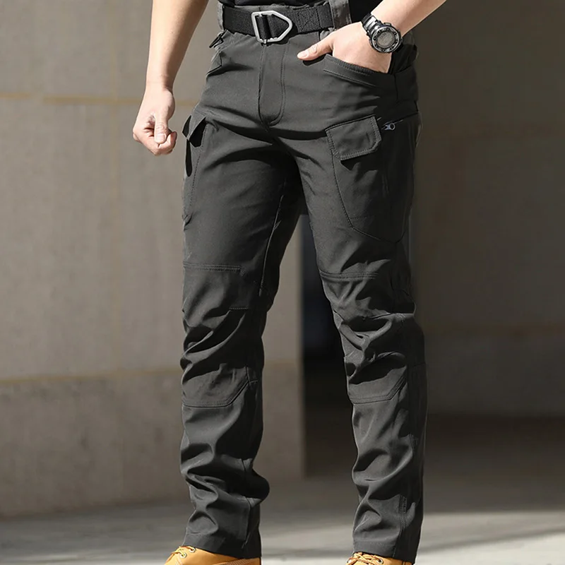 Men Fashion Cargo Pants Solid Color Multi-Pockets Waterproof Trousers Fall Casual Jogger Pants Sweatpants - Image 4