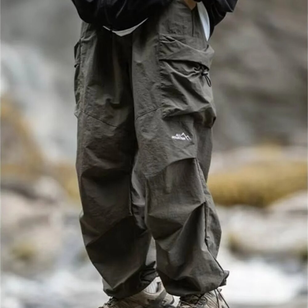 Men's Spring and Autumn New Waterproof Hip Hop Mountaineering Pants Casual Harajuku Work Pants Black Cargo Outwear Pants