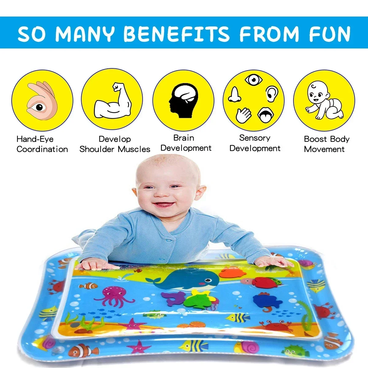 Summer Inflatable Water Mat PVC Playmat Toddler Activity Play Center Water Mat for Babies Early Education Developing Summer Toy - Image 2