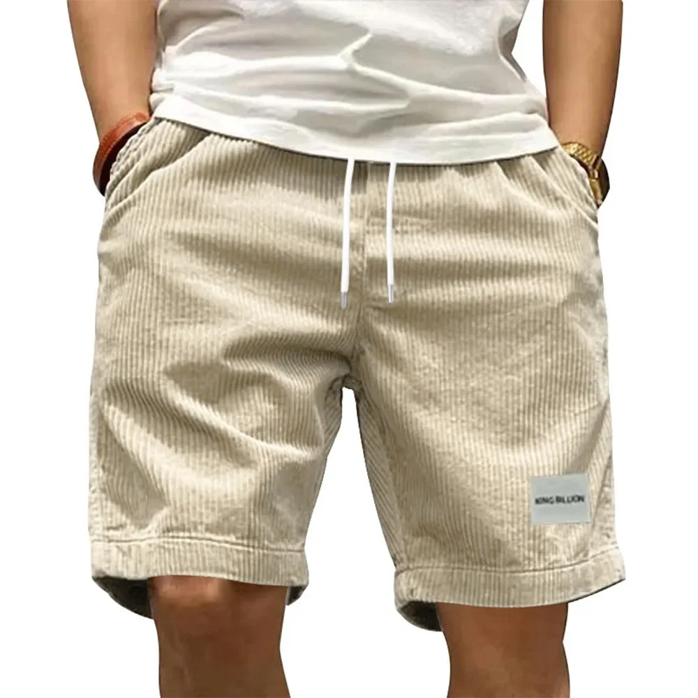 Vintage Cargo Shorts Men's Summer Trendy Retro Corduroy Short Pants Men's Casual Solid Color Shorts Sports Breathable Sweatpants